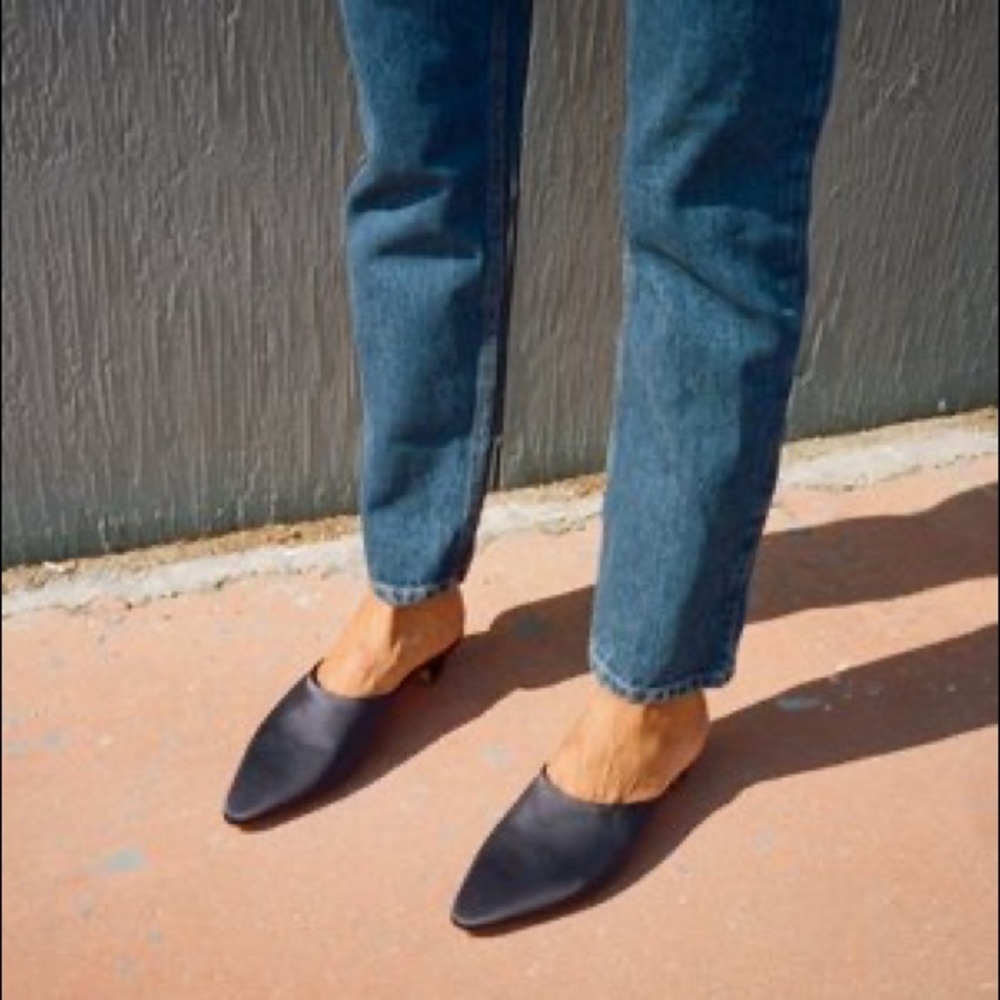 Mansur Gavriel Pointy Toe Grosgrain Silk Mules